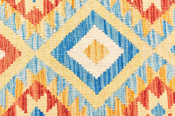 3' 5 x 6' 9 Hand Woven Kilim Maymana Wool Runner Rug