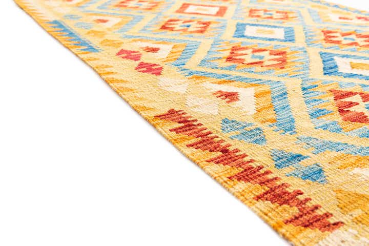3' 5 x 6' 9 Hand Woven Kilim Maymana Wool Runner Rug