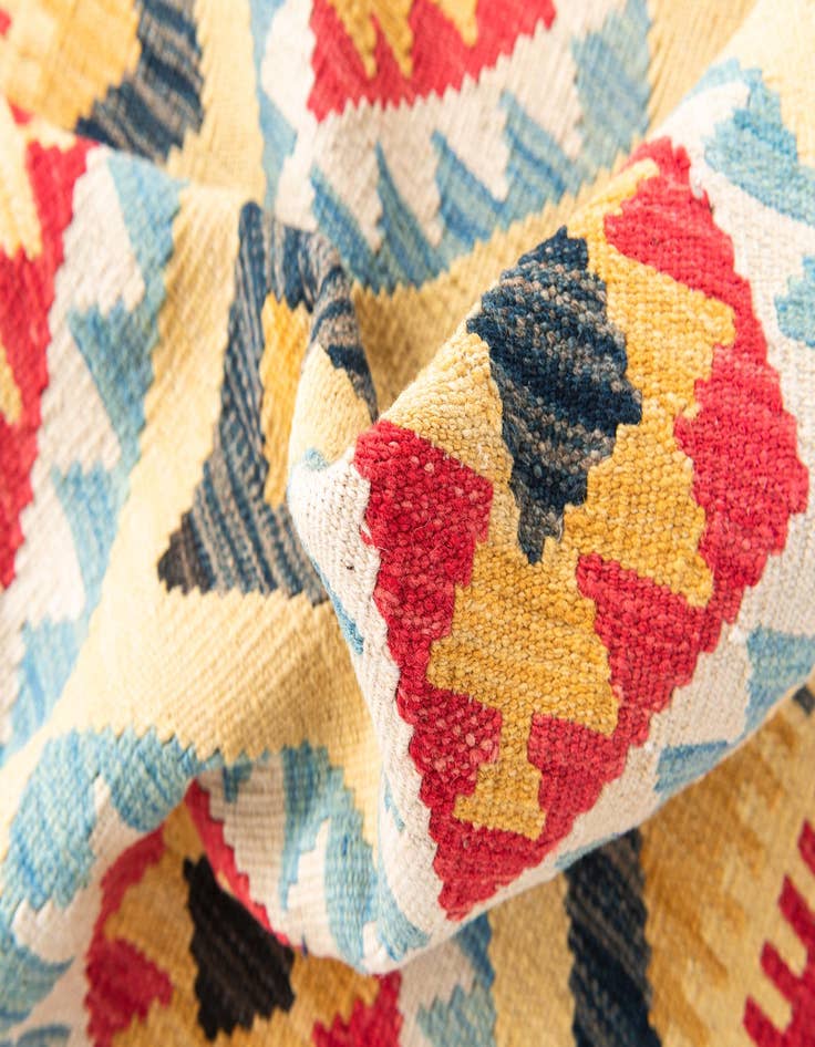 Detail image of 3' 3 x 6' 7  Hand Woven Kilim Maymana Wool Runner Rug