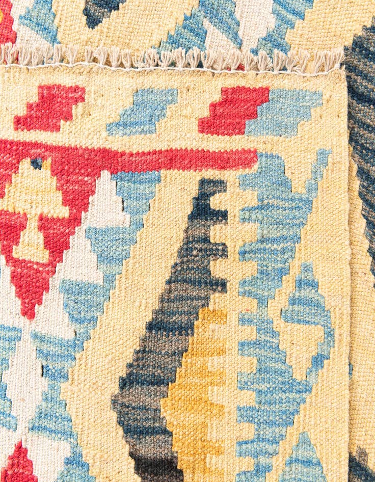 Detail image of 3' 3 x 6' 7  Hand Woven Kilim Maymana Wool Runner Rug