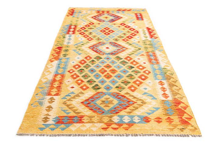 3' 5 x 6' 9 Hand Woven Kilim Maymana Wool Runner Rug