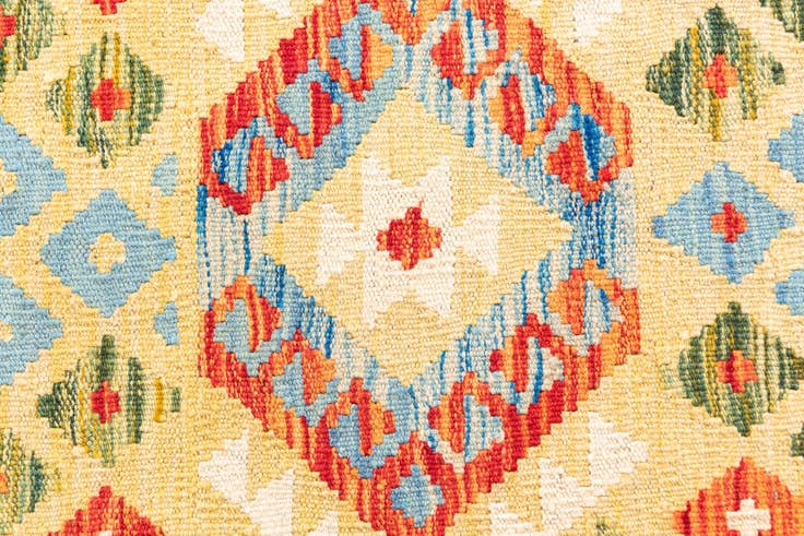 Detail image of 3' 5 x 6' 9 Hand Woven Kilim Maymana Wool Runner Rug