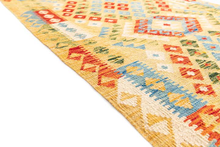 3' 5 x 6' 9 Hand Woven Kilim Maymana Wool Runner Rug