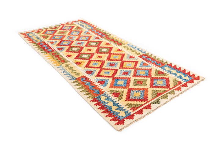 3' 2 x 6' 7 Hand Woven Kilim Maymana Wool Runner Rug