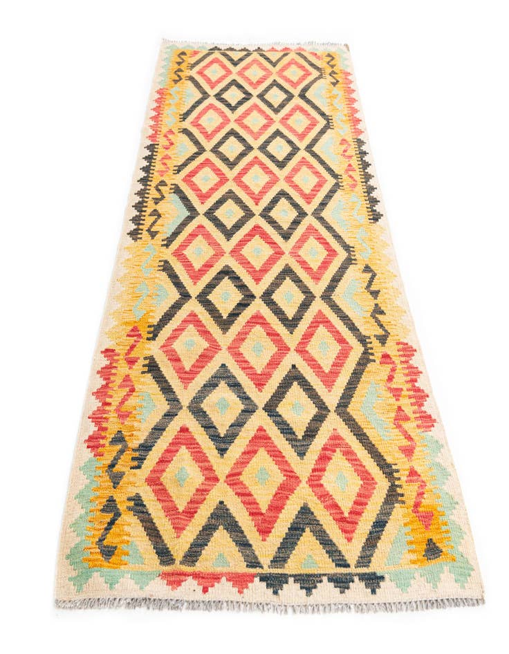 Detail image of 3' 5 x 6' 8  Hand Woven Kilim Maymana Wool Runner Rug
