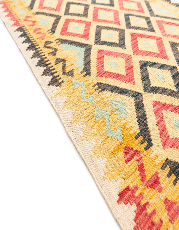 Detail image of 3' 5 x 6' 8  Hand Woven Kilim Maymana Wool Runner Rug