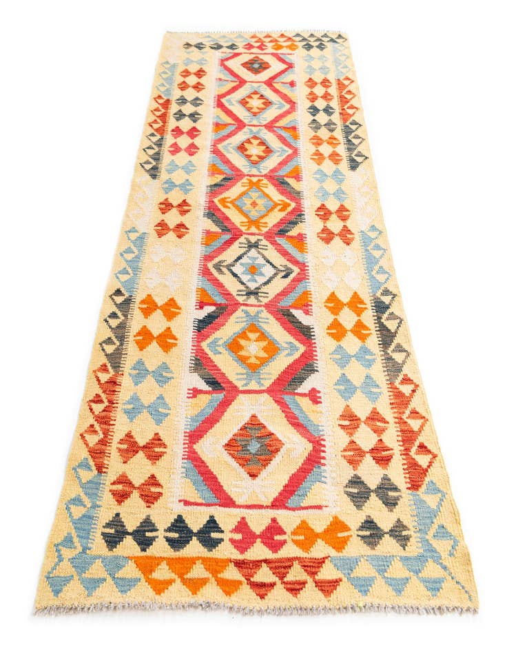 Detail image of 3' 4 x 6' 8  Hand Woven Kilim Maymana Wool Runner Rug