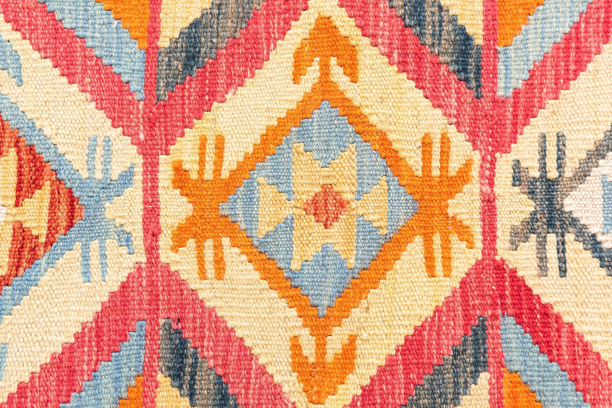 3' 4 x 6' 8 Hand Woven Kilim Maymana Wool Runner Rug