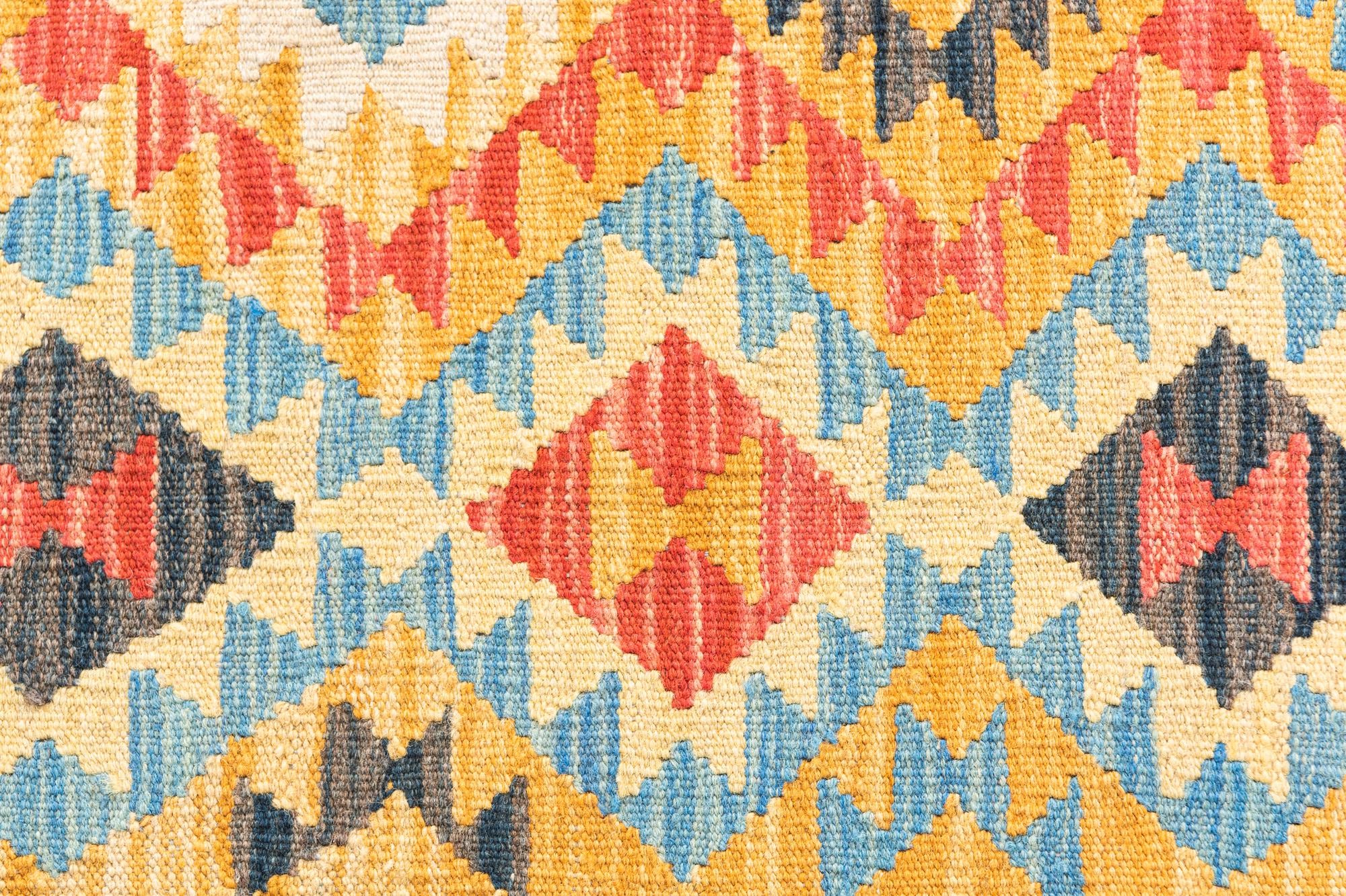 3' 5 x 6' 10 Hand Woven Kilim Maymana Wool Runner Rug
