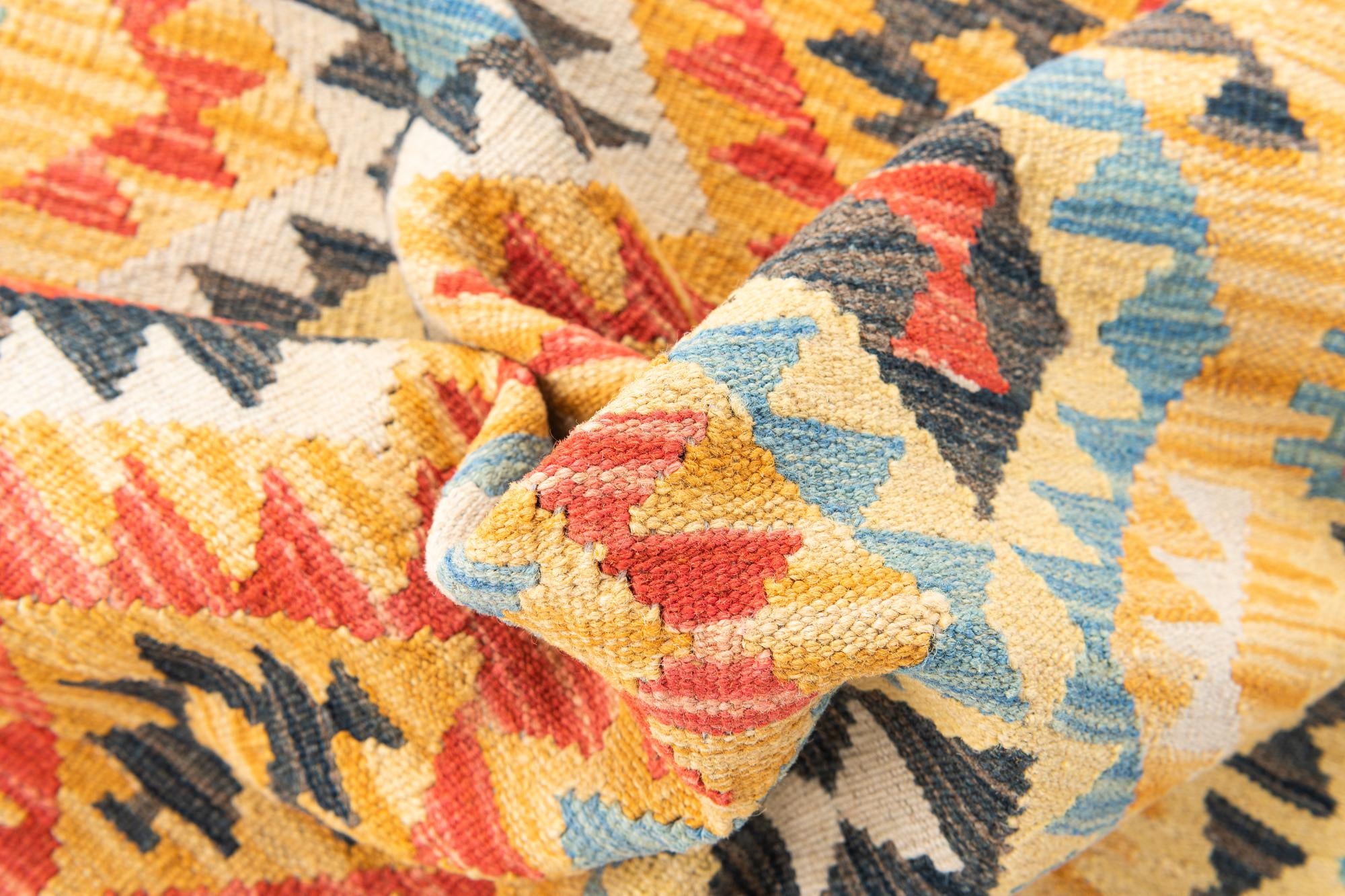 3' 5 x 6' 10 Hand Woven Kilim Maymana Wool Runner Rug