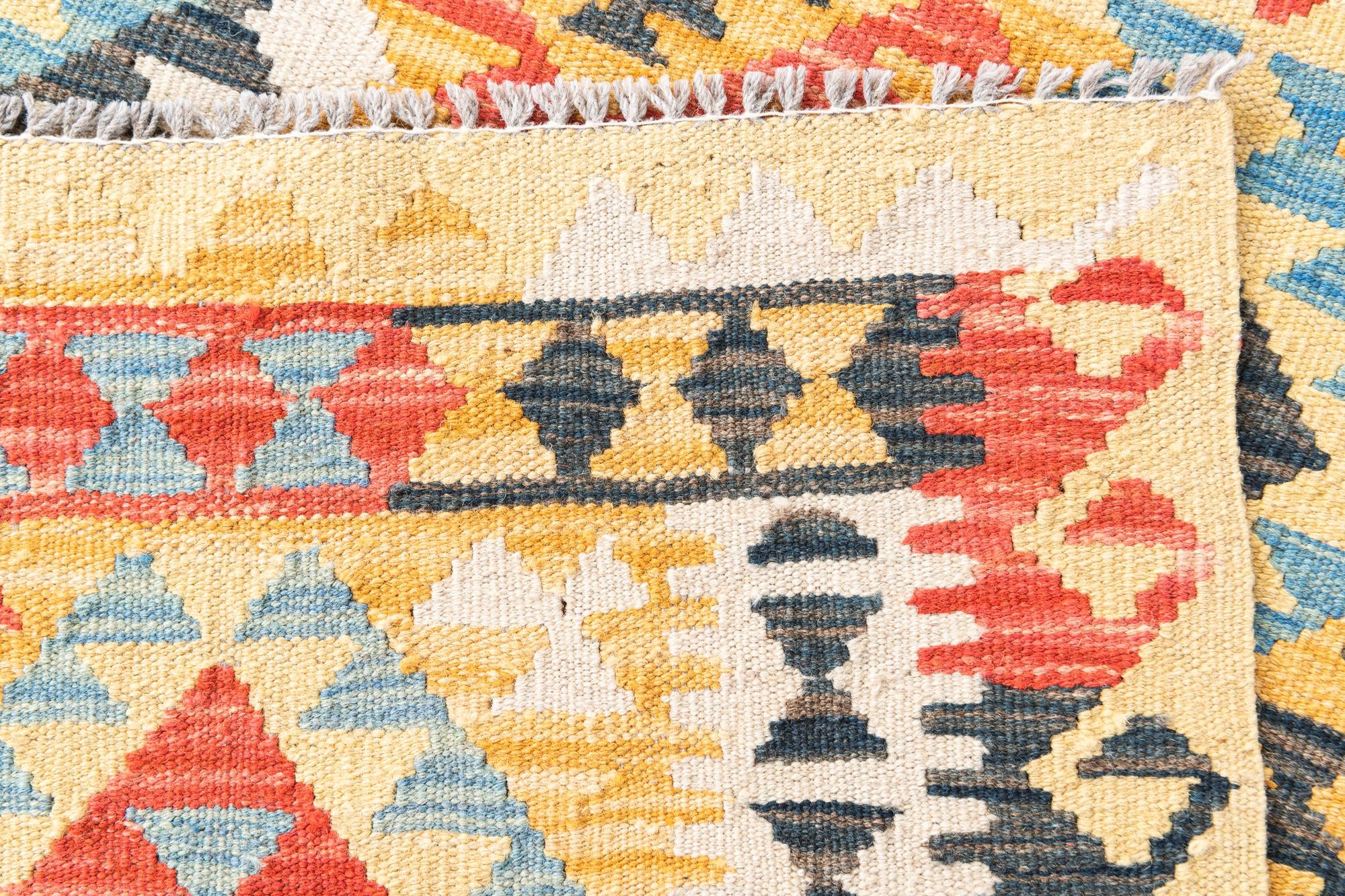 3' 5 x 6' 10 Hand Woven Kilim Maymana Wool Runner Rug