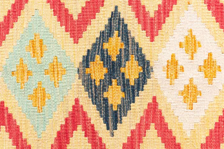 3' 2 x 6' 9 Hand Woven Kilim Maymana Wool Runner Rug