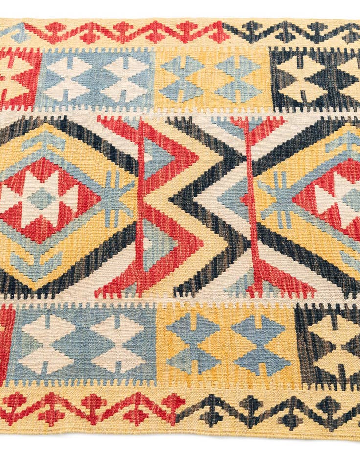 Detail image of 3' 5 x 6' 8  Hand Woven Kilim Maymana Wool Runner Rug