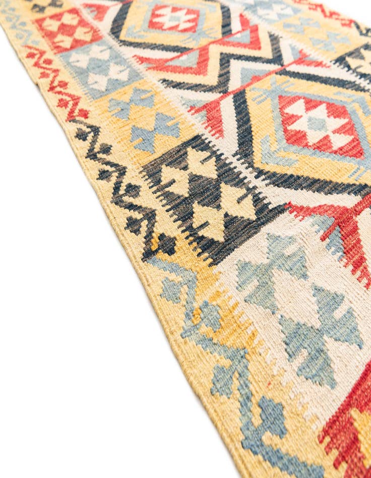 Detail image of 3' 5 x 6' 8  Hand Woven Kilim Maymana Wool Runner Rug