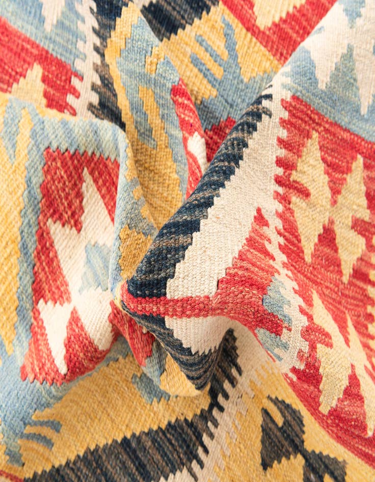 Detail image of 3' 5 x 6' 8  Hand Woven Kilim Maymana Wool Runner Rug
