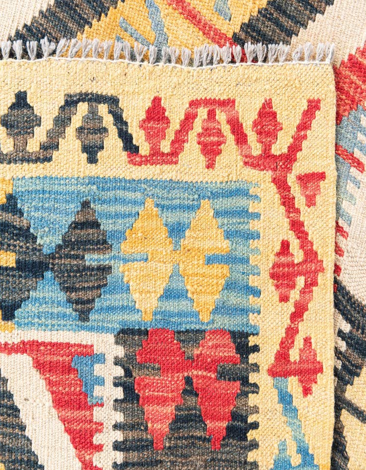 Detail image of 3' 5 x 6' 8  Hand Woven Kilim Maymana Wool Runner Rug