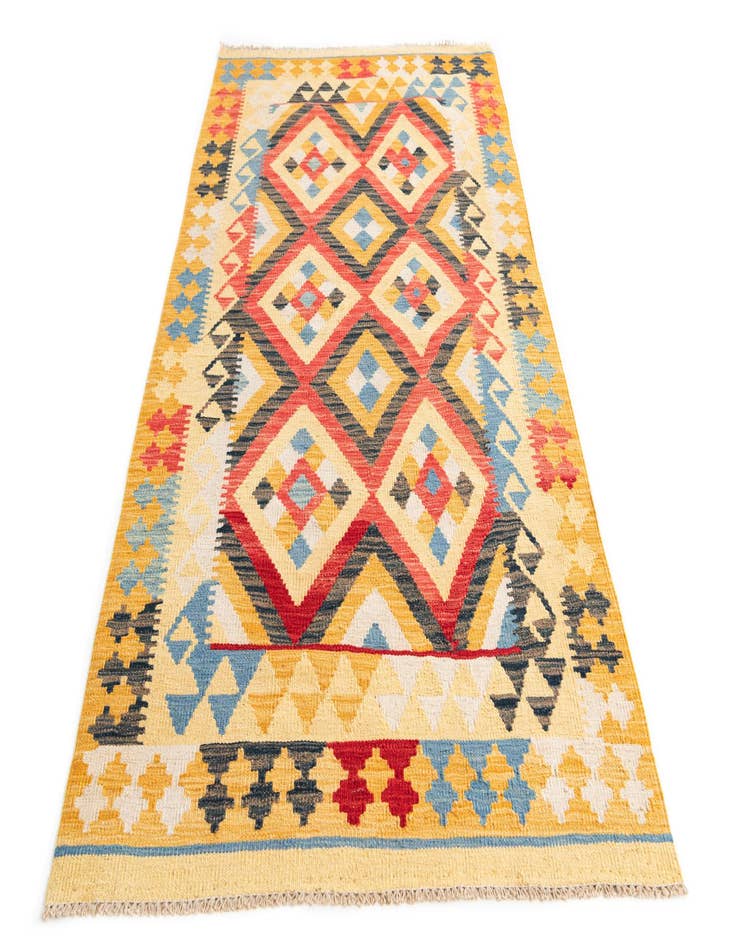Detail image of 3' 5 x 6' 7  Hand Woven Kilim Maymana Wool Runner Rug