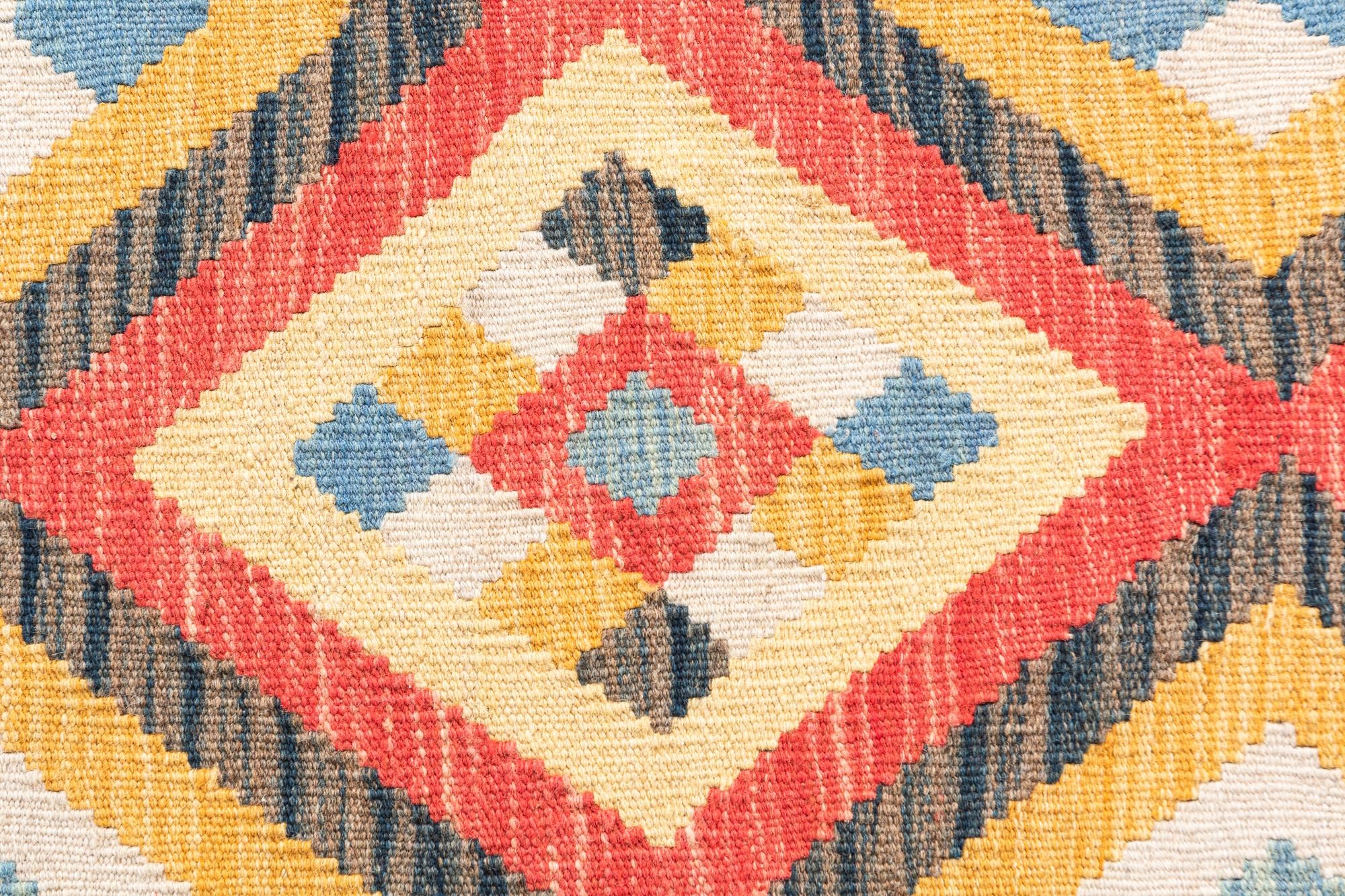3' 5 x 6' 7 Hand Woven Kilim Maymana Wool Runner Rug