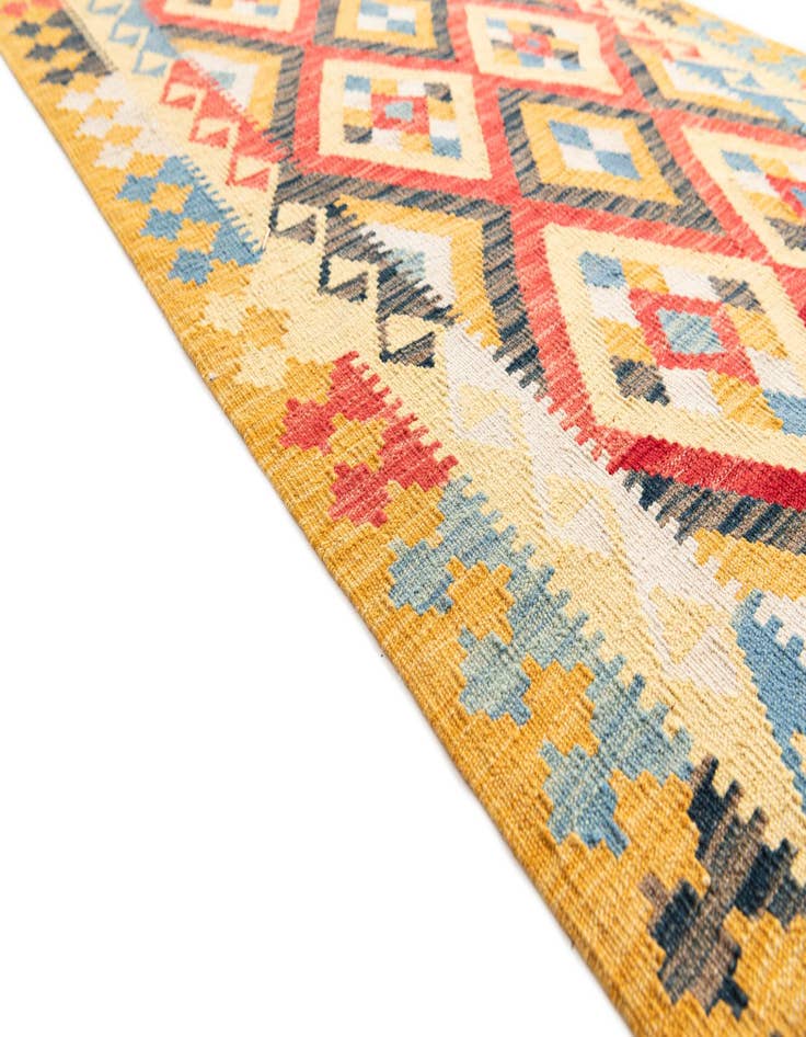 Detail image of 3' 5 x 6' 7  Hand Woven Kilim Maymana Wool Runner Rug