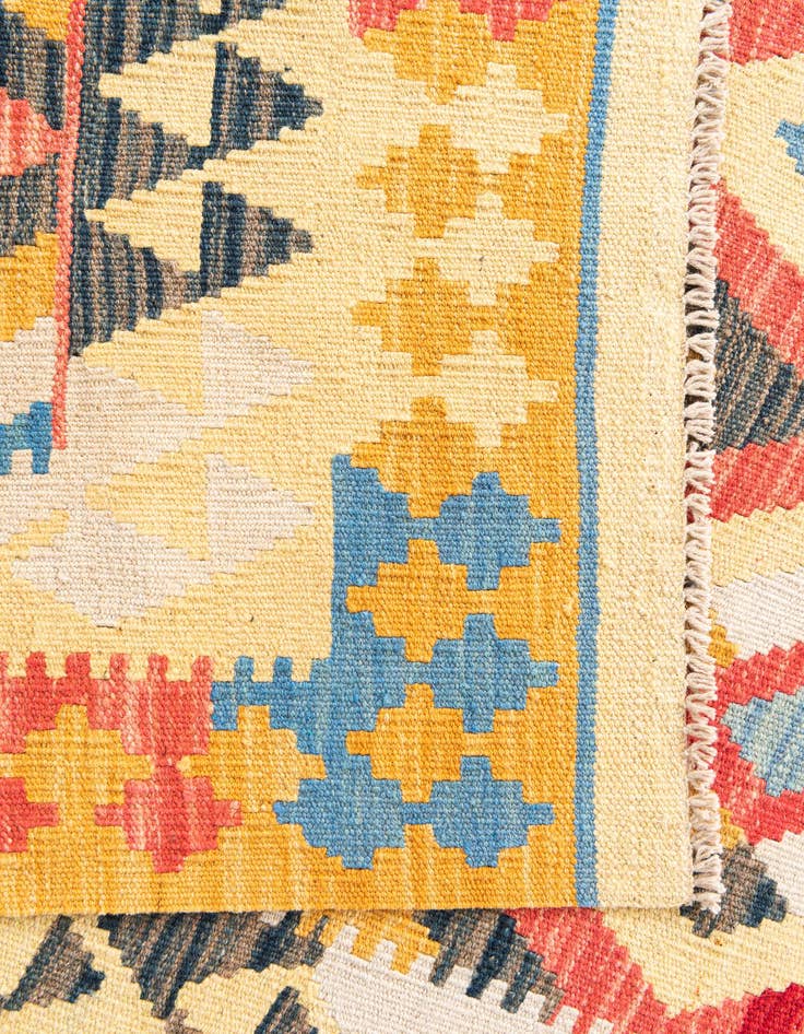 Detail image of 3' 5 x 6' 7  Hand Woven Kilim Maymana Wool Runner Rug