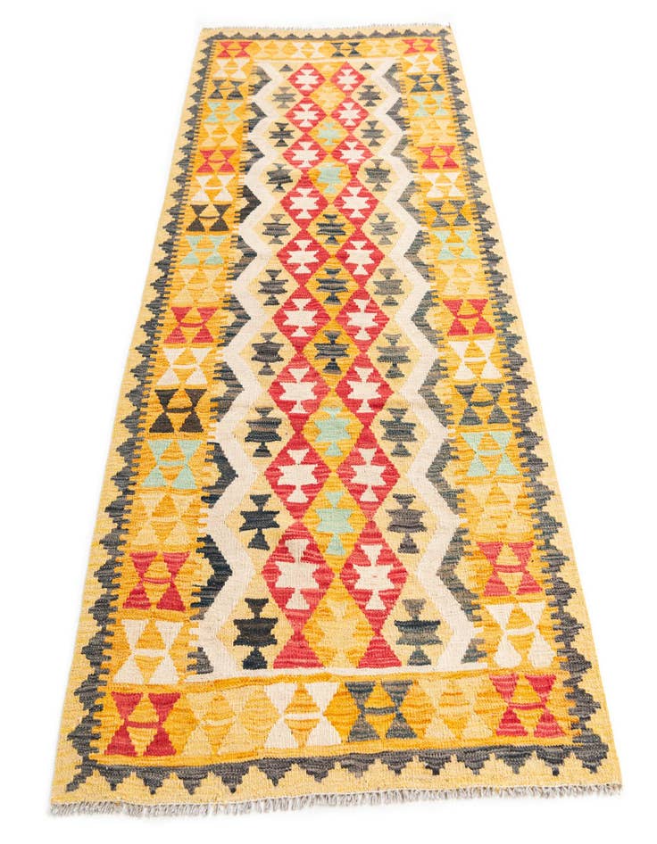Detail image of 3' 5 x 6' 9  Hand Woven Kilim Maymana Wool Runner Rug