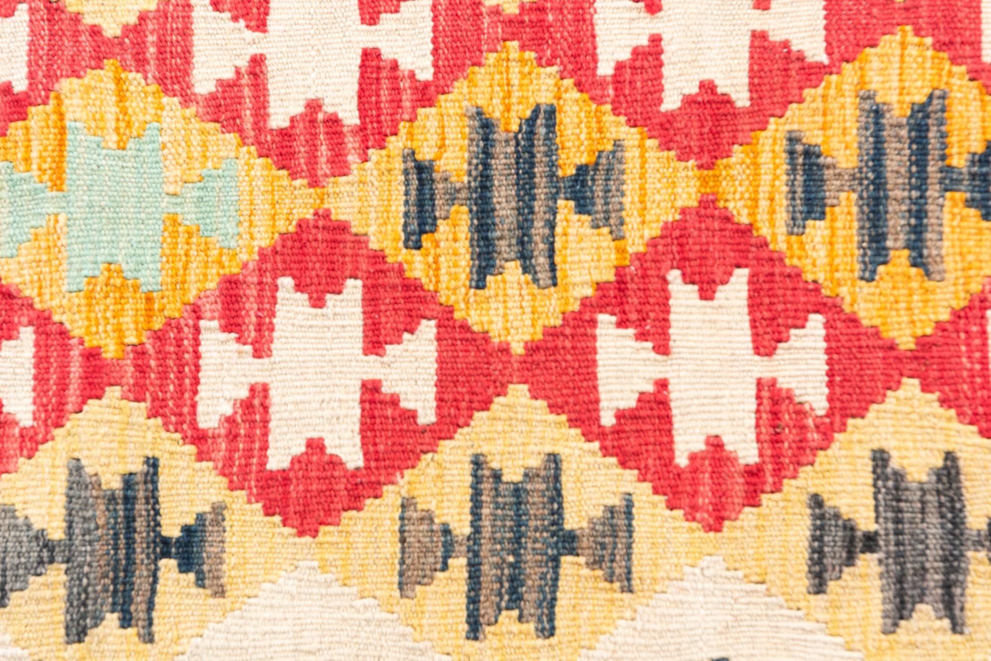 3' 5 x 6' 9 Hand Woven Kilim Maymana Wool Runner Rug