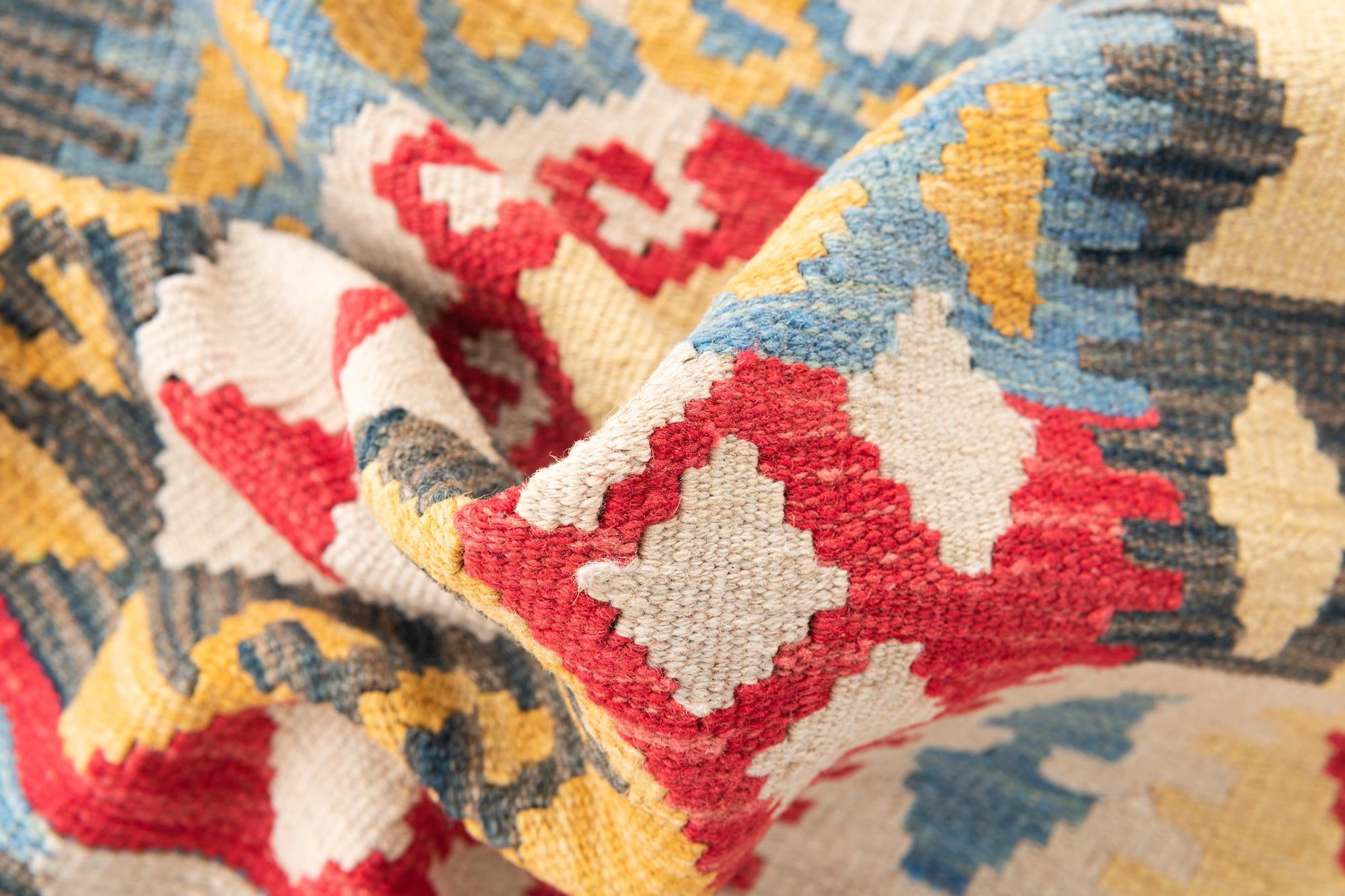 3' 4 x 6' 8 Hand Woven Kilim Maymana Wool Runner Rug