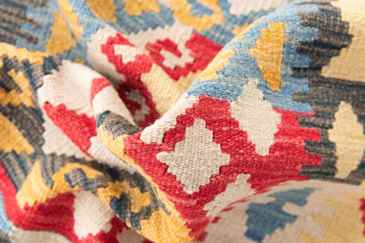 3' 4 x 6' 8 Hand Woven Kilim Maymana Wool Runner Rug