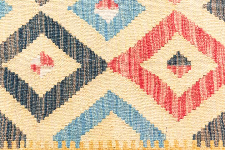 3' 4 x 6' 6 Hand Woven Kilim Maymana Wool Runner Rug
