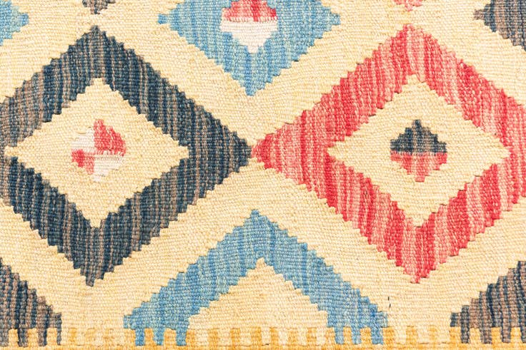 Detail image of 3' 4 x 6' 6 Hand Woven Kilim Maymana Wool Runner Rug