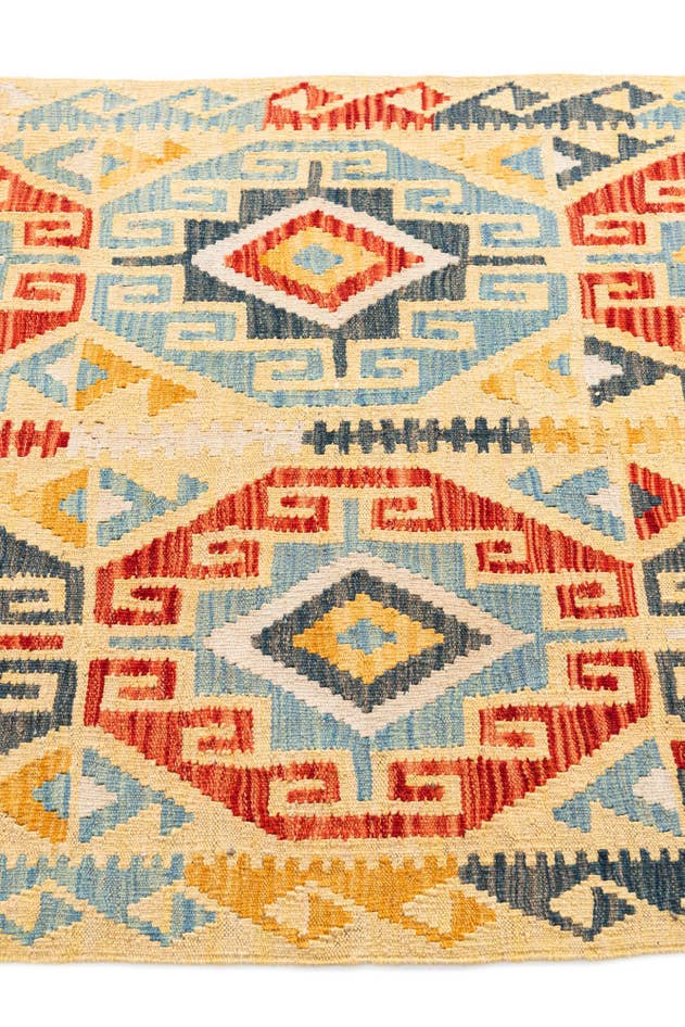 Detail image of 3' 4 x 6' 9 Hand Woven Kilim Maymana Wool Runner Rug
