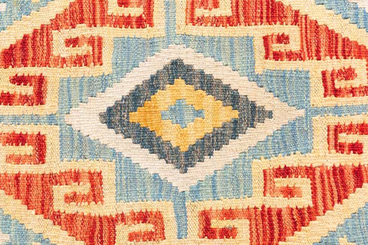 3' 4 x 6' 9 Hand Woven Kilim Maymana Wool Runner Rug