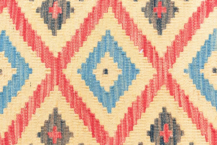 Detail image of 3' 4 x 6' 8 Hand Woven Kilim Maymana Wool Runner Rug