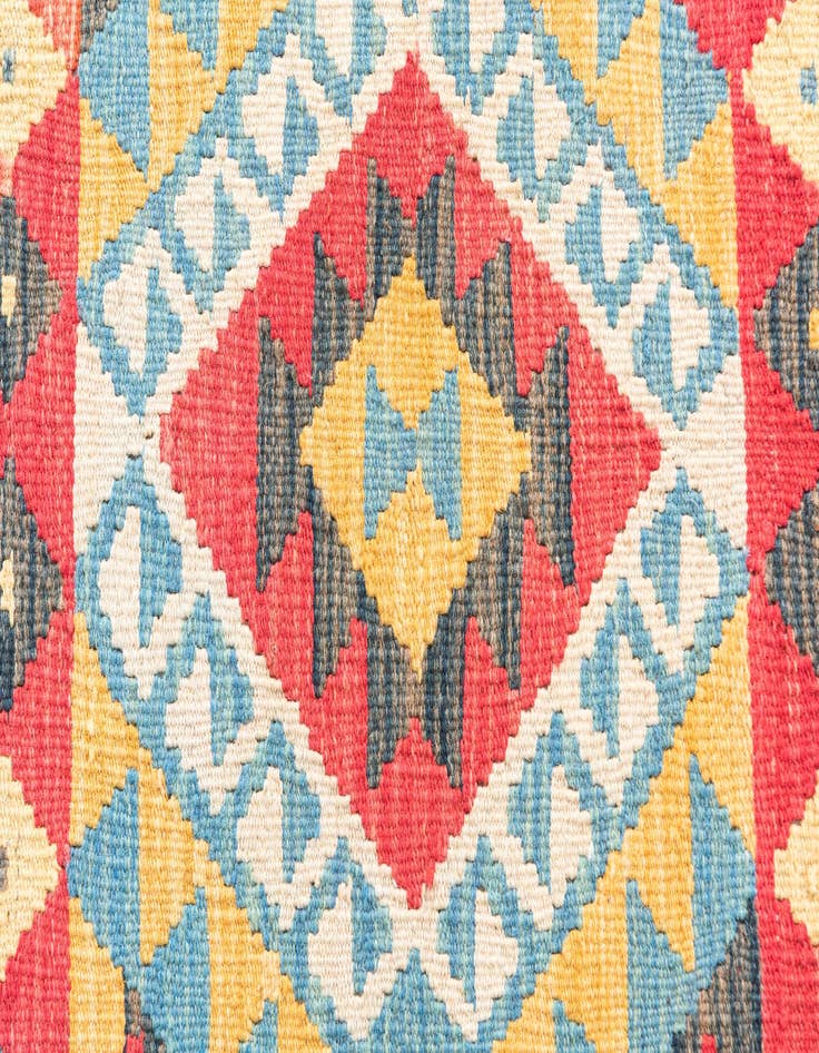 Detail image of 3' 4 x 6' 7 Hand Woven Kilim Maymana Wool Runner Rug