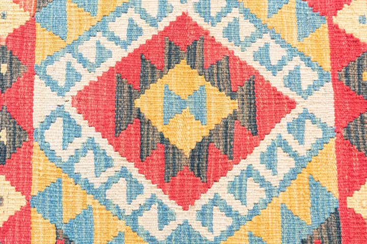 3' 4 x 6' 7 Hand Woven Kilim Maymana Wool Runner Rug