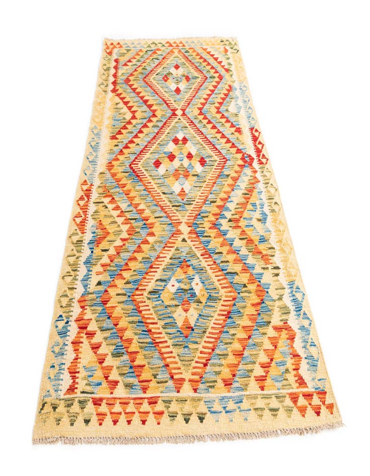 Detail image of 3' 7 x 6' 9  Hand Woven Kilim Maymana Wool Runner Rug