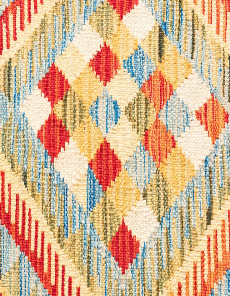 Detail image of 3' 7 x 6' 9  Hand Woven Kilim Maymana Wool Runner Rug
