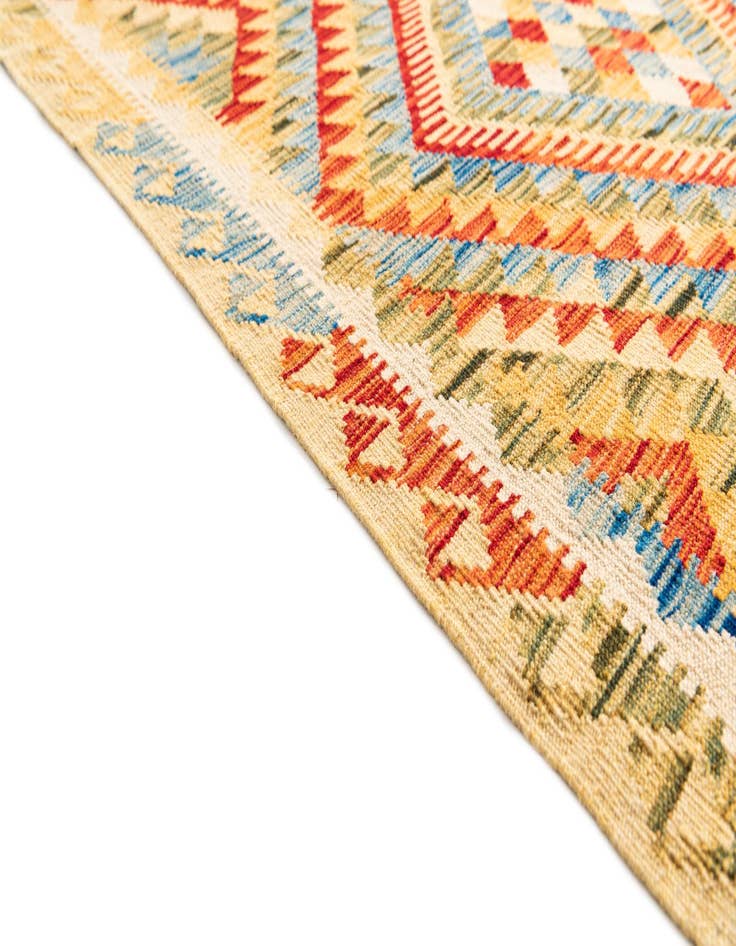 Detail image of 3' 7 x 6' 9  Hand Woven Kilim Maymana Wool Runner Rug
