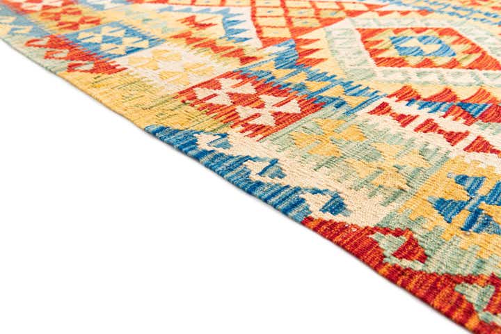 3' 4 x 6' 7 Hand Woven Kilim Maymana Wool Runner Rug