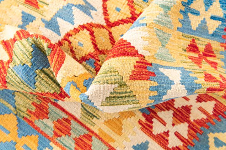 3' 4 x 6' 7 Hand Woven Kilim Maymana Wool Runner Rug