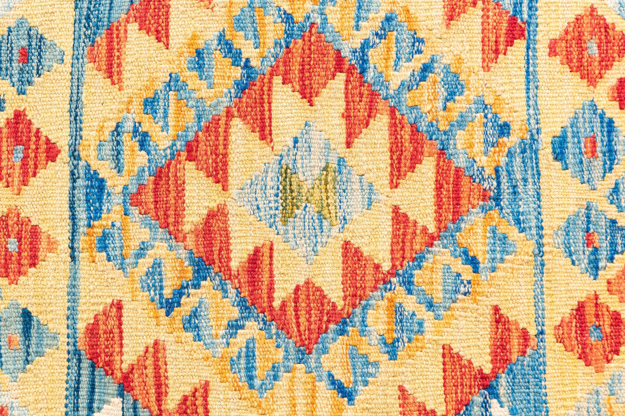 3' 3 x 6' 5 Hand Woven Kilim Maymana Wool Runner Rug