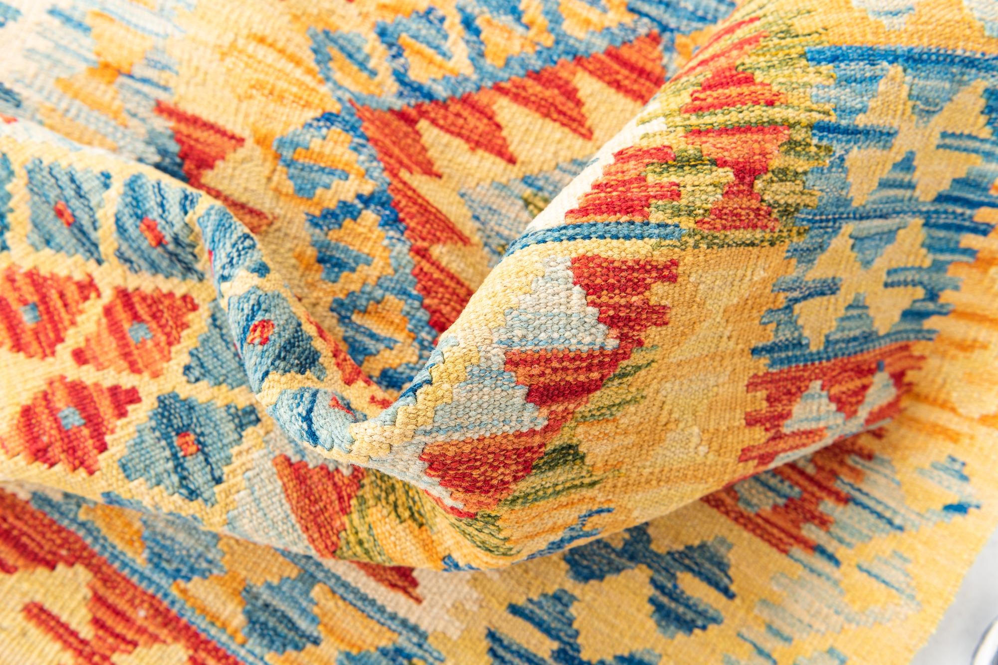 3' 3 x 6' 5 Hand Woven Kilim Maymana Wool Runner Rug