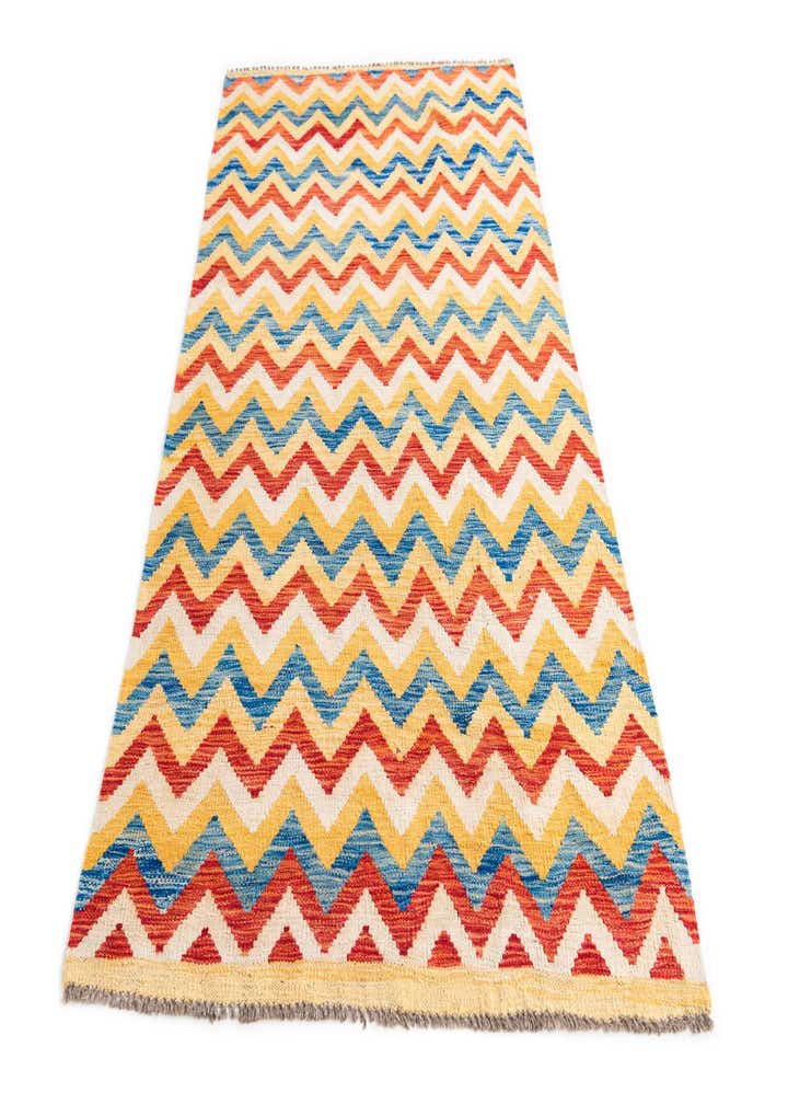 3' 3 x 6' 6 Hand Woven Kilim Maymana Wool Runner Rug