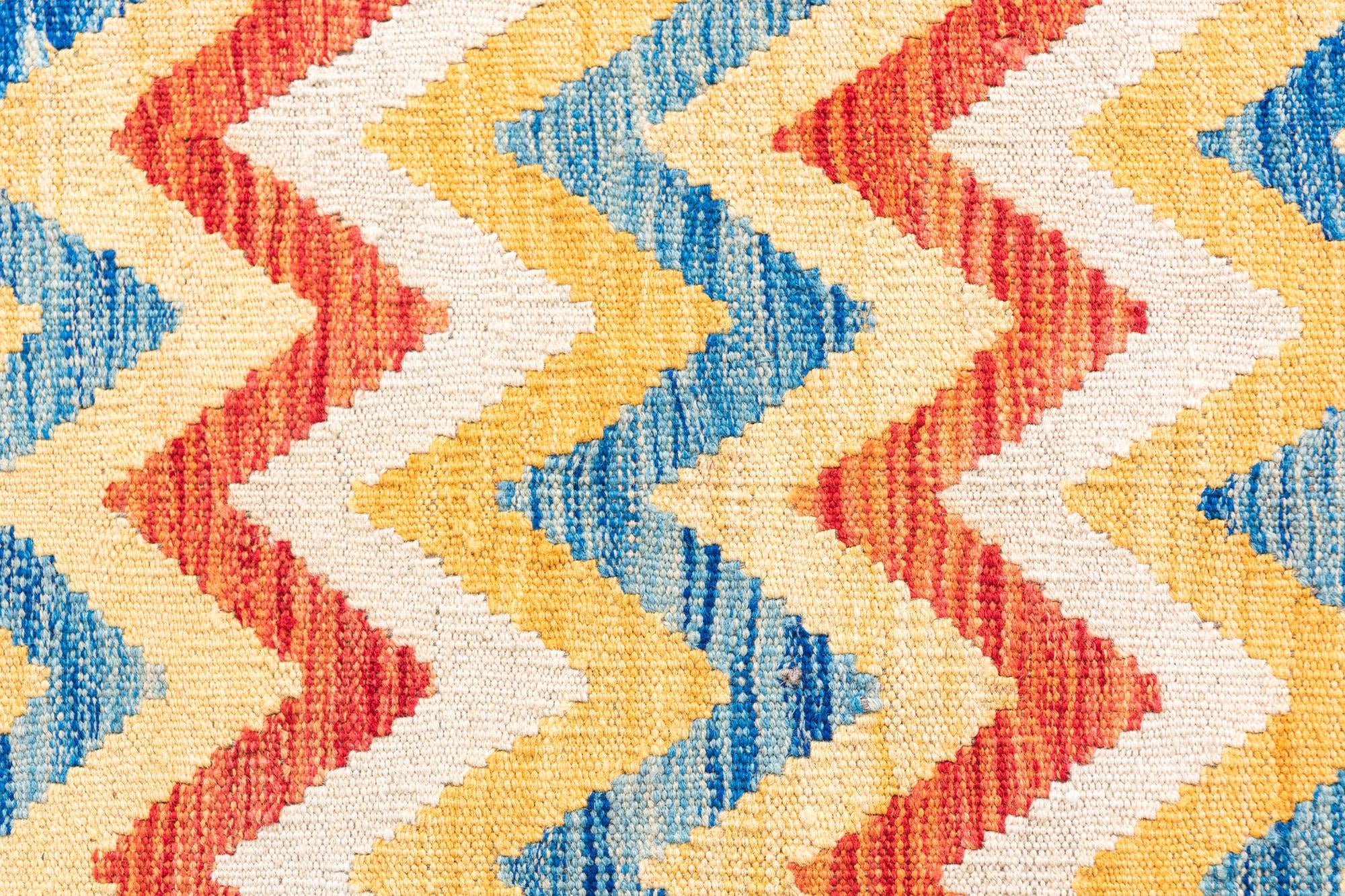 3' 3 x 6' 6 Hand Woven Kilim Maymana Wool Runner Rug