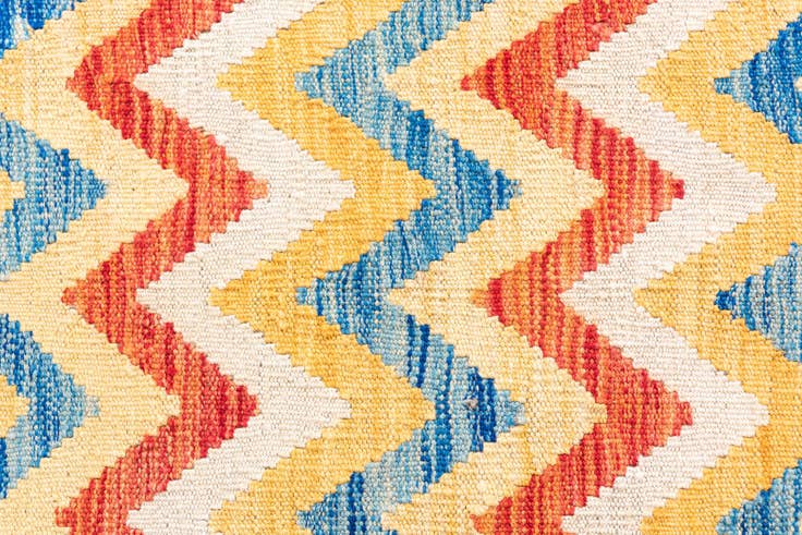 Detail image of 3' 3 x 6' 6 Hand Woven Kilim Maymana Wool Runner Rug