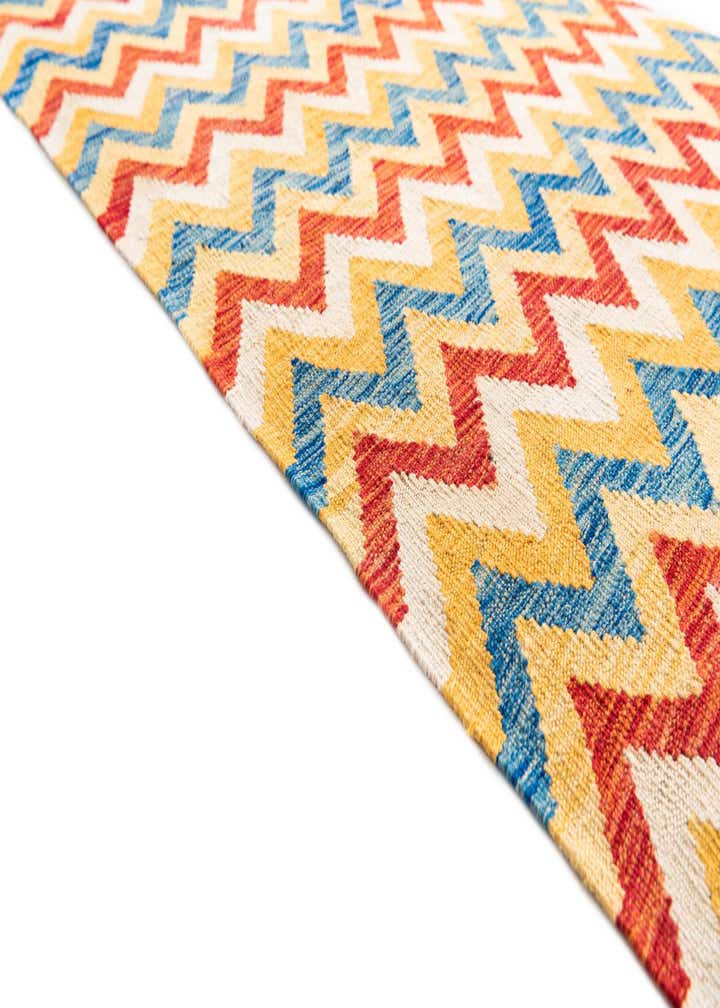 3' 3 x 6' 6 Hand Woven Kilim Maymana Wool Runner Rug