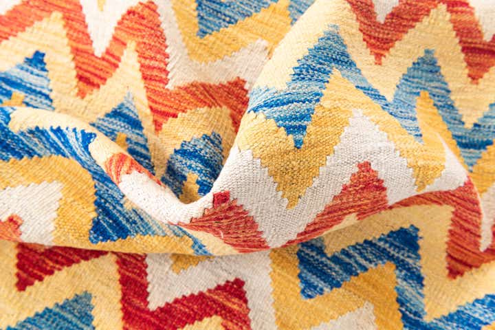 3' 3 x 6' 6 Hand Woven Kilim Maymana Wool Runner Rug