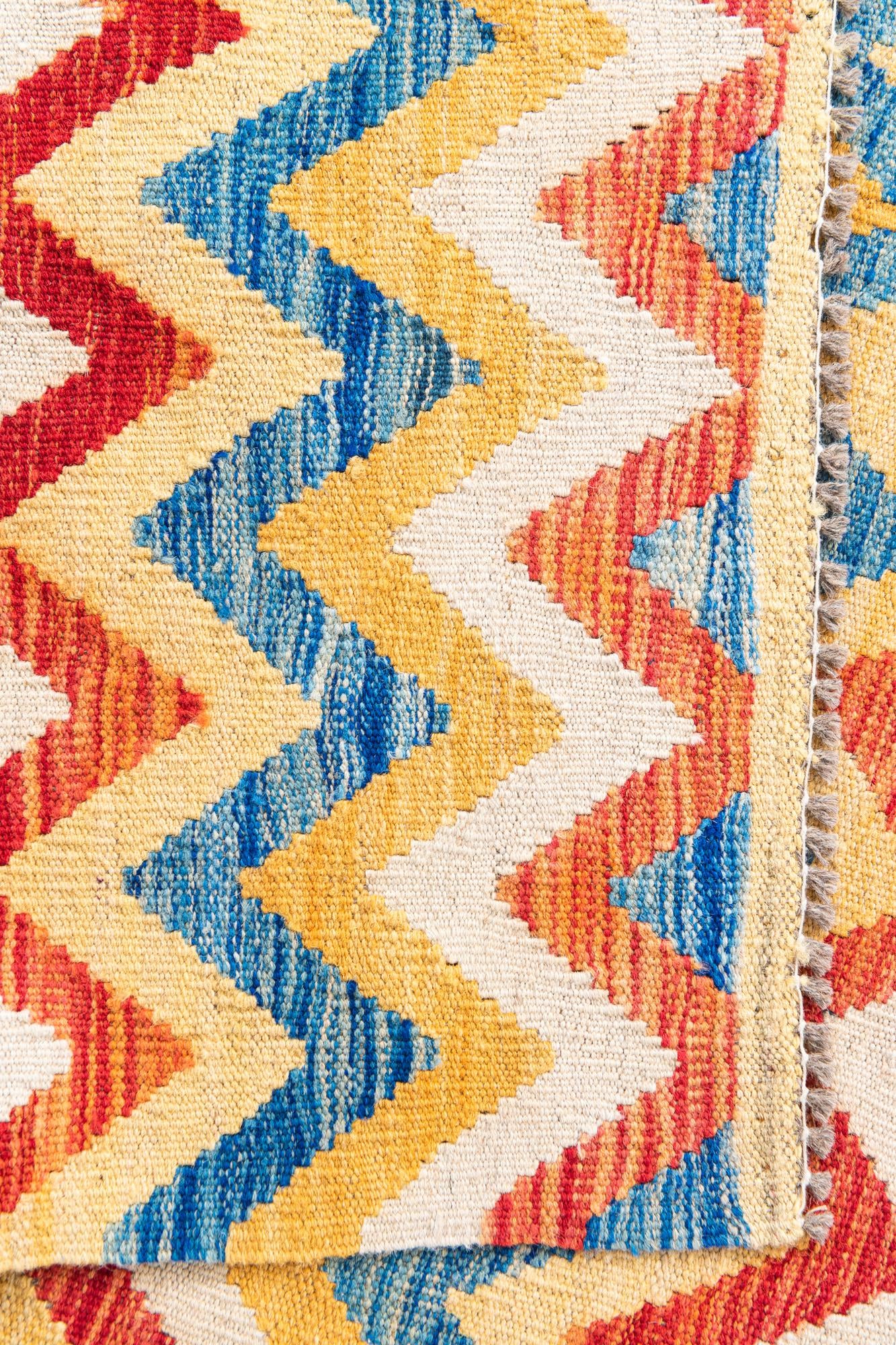 3' 3 x 6' 6 Hand Woven Kilim Maymana Wool Runner Rug