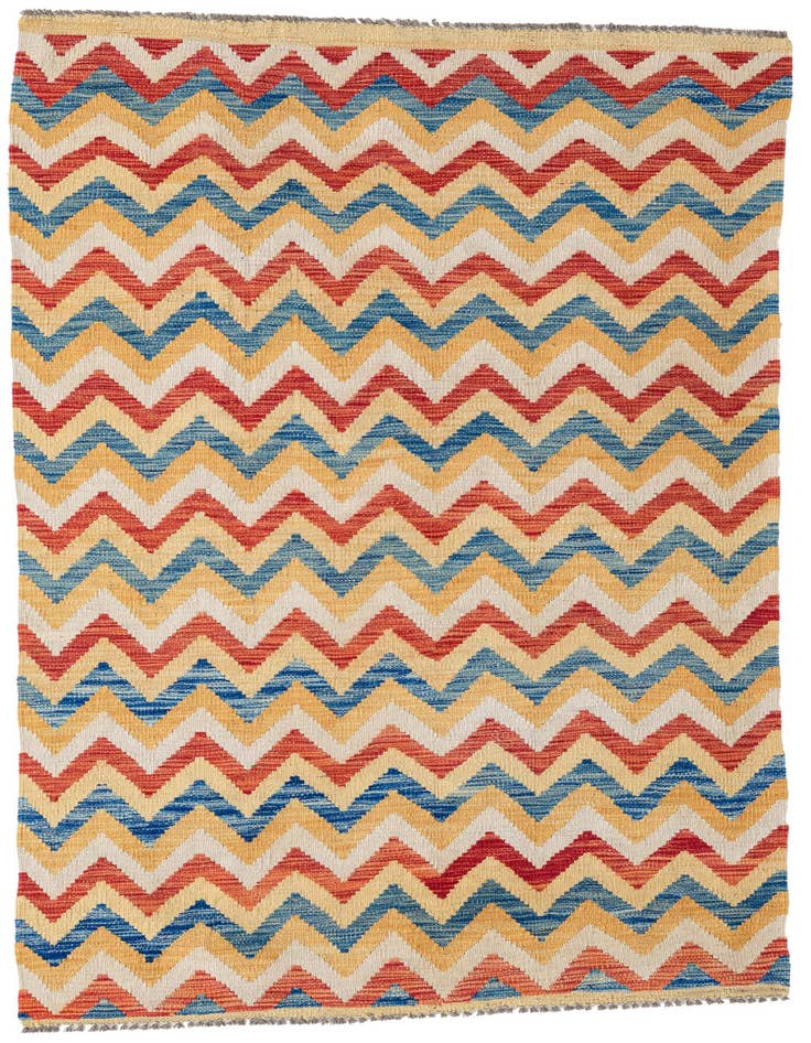 Detail image of 3' 3 x 6' 6 Hand Woven Kilim Maymana Wool Runner Rug