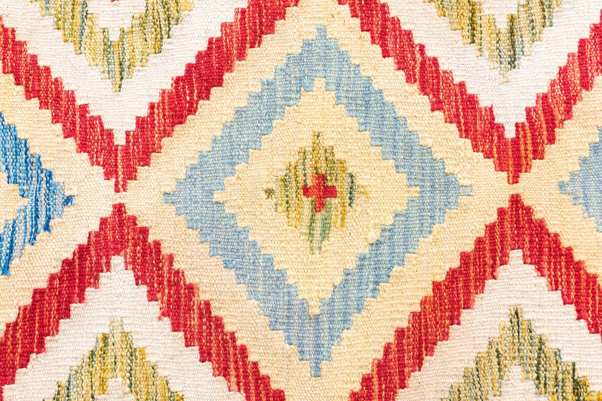 3' 3 x 6' 7 Hand Woven Kilim Maymana Wool Runner Rug